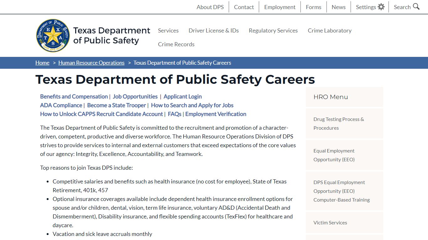 Texas Department of Public Safety Careers